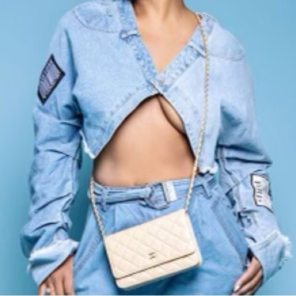 Denim Patchwork Cropped Top/Jacket - image 2